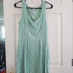 Alya, S, Mint A Line Lace Dress